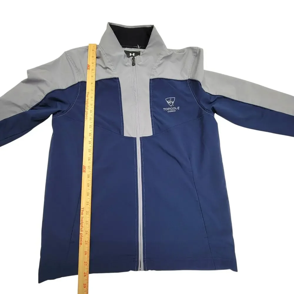 Under Armour UA Storm Topgolf Coach Jacket Mens Medium Full Zip Golf Blue Gray